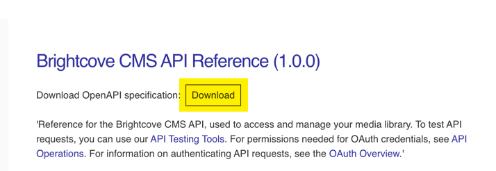Open API 사양 다운로드